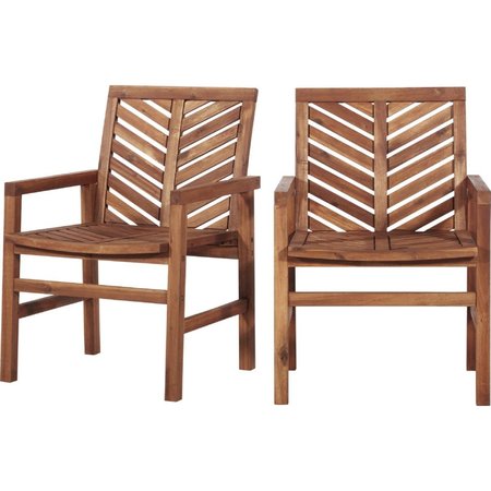 WALKER EDISON FURNITURE Patio Wood Chairs; Brown, 2PK OWC2VINBR